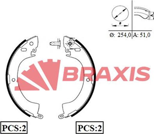 Braxis AC0022 - Комплект тормозных колодок, барабанные autodnr.net