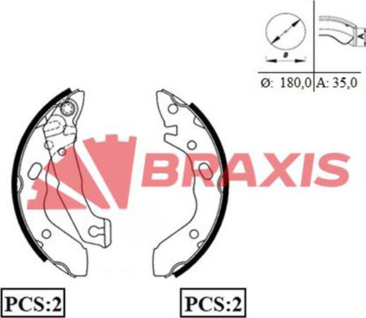 Braxis AC0032 - Комплект тормозных колодок, барабанные autodnr.net