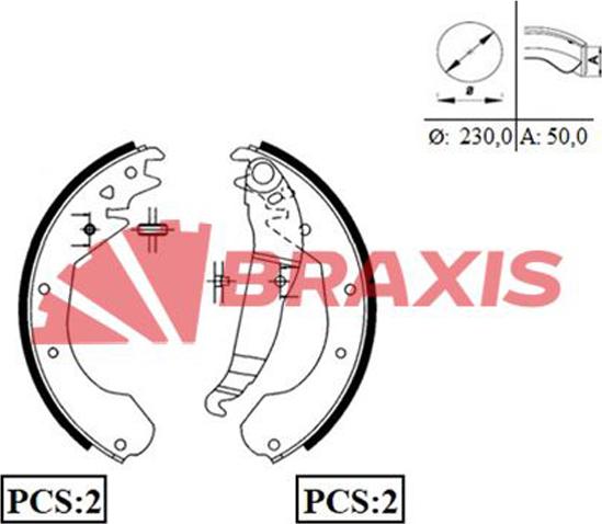Braxis AC0034 - Комплект тормозных колодок, барабанные autodnr.net