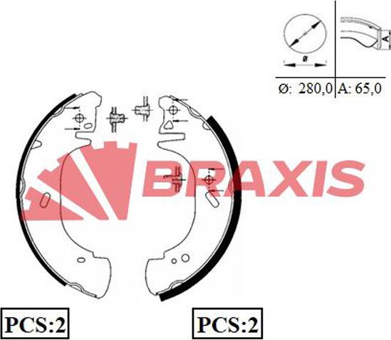 Braxis AC0035 - Комплект гальм, барабанний механізм autocars.com.ua