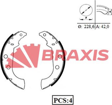 Braxis AC0043 - Комплект тормозных колодок, барабанные autodnr.net