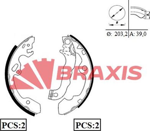 Braxis AC0044 - Комплект тормозных колодок, барабанные autodnr.net