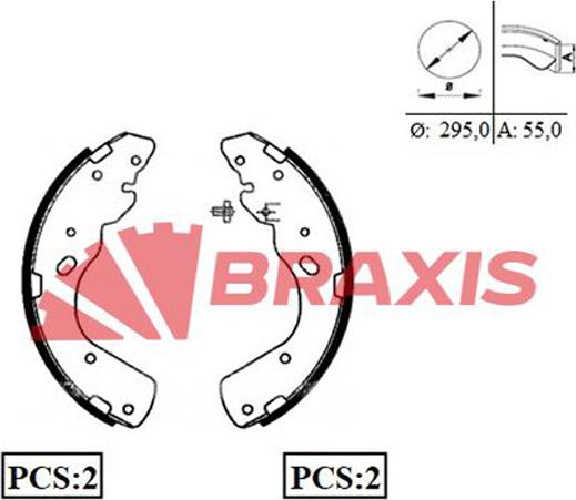 Braxis AC0045 - Комплект гальм, барабанний механізм autocars.com.ua