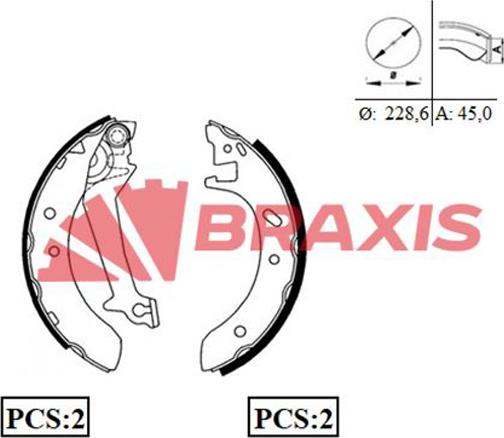 Braxis AC0046 - Комплект гальм, барабанний механізм autocars.com.ua