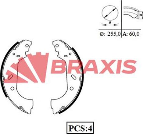 Braxis AC0048 - Комплект тормозных колодок, барабанные autodnr.net