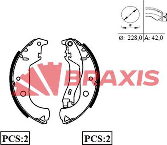 Braxis AC0050 - Комплект тормозных колодок, барабанные autodnr.net