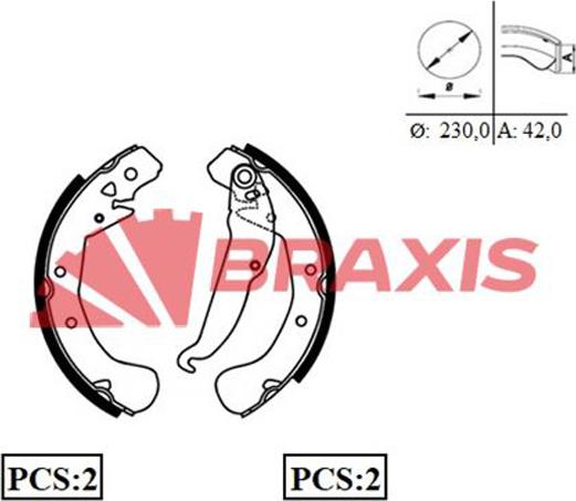 Braxis AC0057 - Комплект гальм, барабанний механізм autocars.com.ua