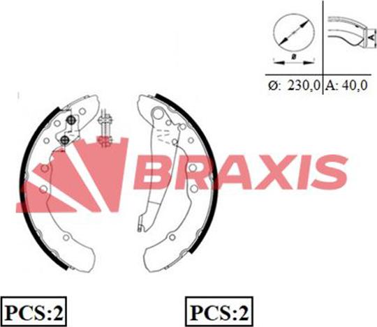 Braxis AC0059 - Комплект тормозных колодок, барабанные autodnr.net