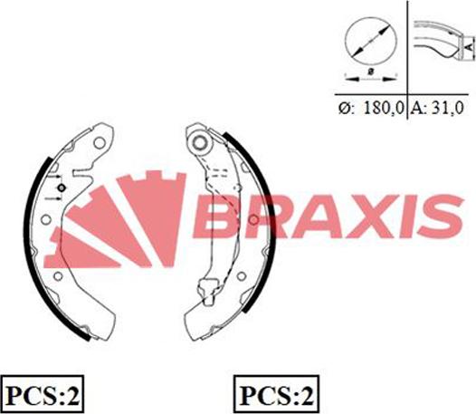 Braxis AC0060 - Комплект тормозных колодок, барабанные autodnr.net