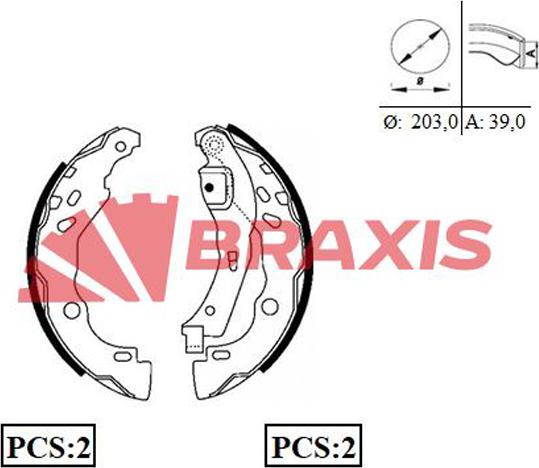 Braxis AC0062 - Комплект гальм, барабанний механізм autocars.com.ua