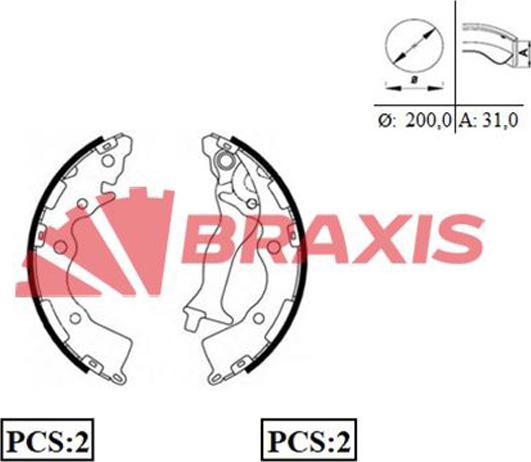 Braxis AC0063 - Комплект тормозных колодок, барабанные autodnr.net