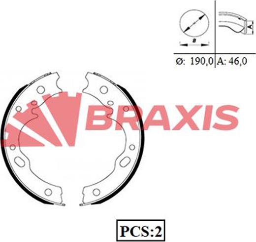 Braxis AC0067 - Комплект гальм, ручник, парковка autocars.com.ua