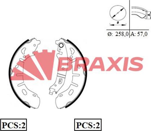 Braxis AC0074 - Комплект тормозных колодок, барабанные autodnr.net