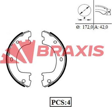 Braxis AC0084 - Комплект гальм, ручник, парковка autocars.com.ua