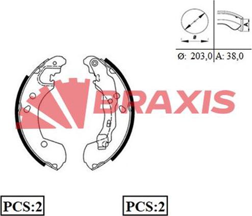 Braxis AC0087 - Комплект тормозных колодок, барабанные autodnr.net