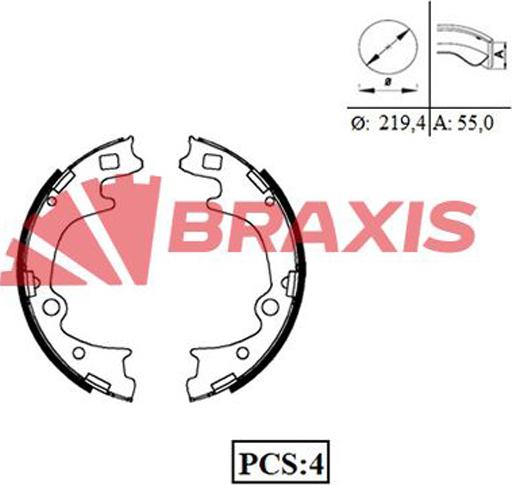 Braxis AC0094 - Комплект гальм, барабанний механізм autocars.com.ua