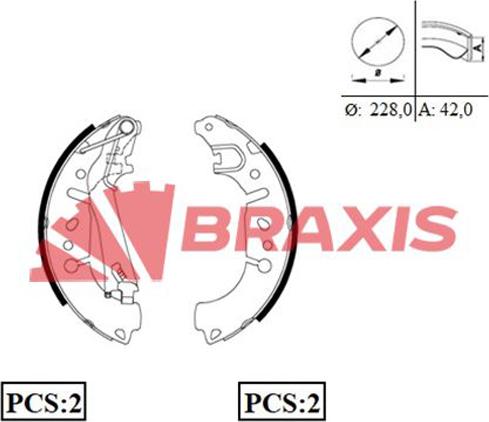 Braxis AC0095 - Комплект тормозных колодок, барабанные autodnr.net