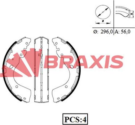 Braxis AC0097 - Комплект гальм, барабанний механізм autocars.com.ua