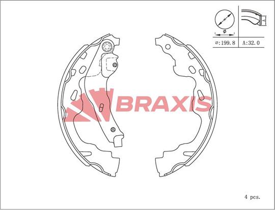 Braxis AC0109 - Комплект гальм, барабанний механізм autocars.com.ua