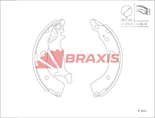 Braxis AC0110 - Комплект гальм, барабанний механізм autocars.com.ua