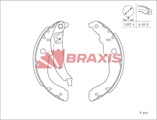 Braxis AC0111 - Комплект гальм, барабанний механізм autocars.com.ua