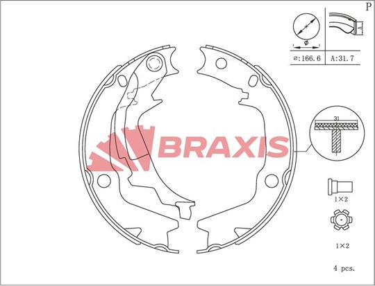 Braxis AC0114 - Комплект тормозов, ручник, парковка autodnr.net