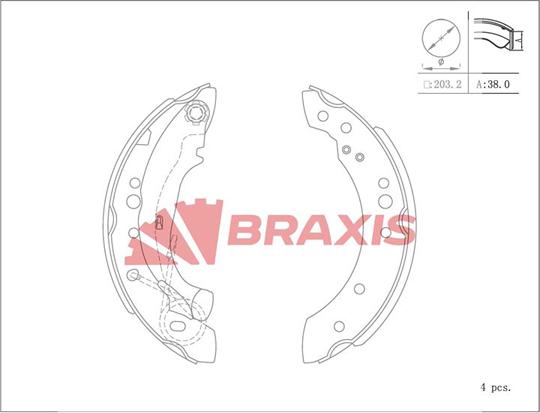 Braxis AC0121 - Комплект гальм, барабанний механізм autocars.com.ua