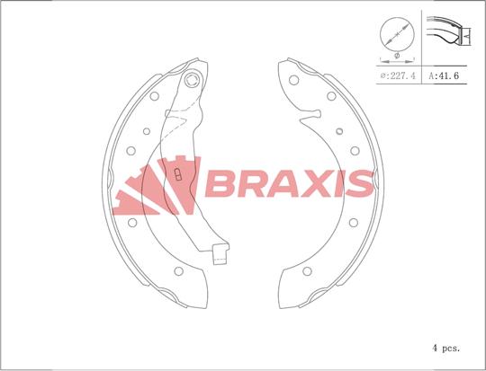 Braxis AC0123 - Комплект гальм, барабанний механізм autocars.com.ua