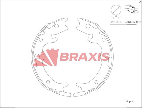 Braxis AC0129 - Комплект гальм, ручник, парковка autocars.com.ua