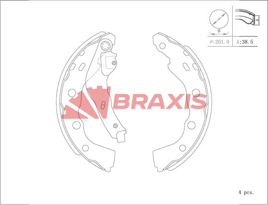 Braxis AC0137 - Комплект гальм, барабанний механізм autocars.com.ua