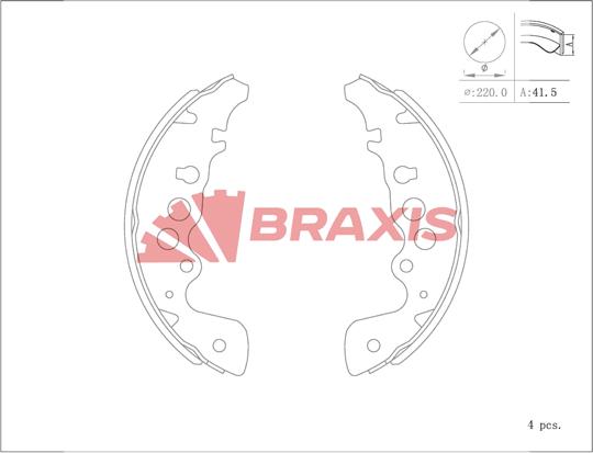 Braxis AC0145 - Комплект гальм, барабанний механізм autocars.com.ua