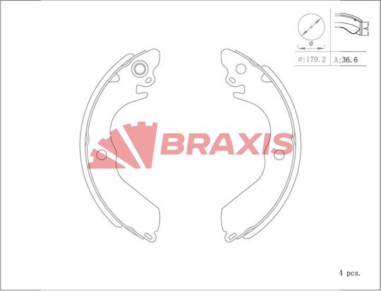Braxis AC0153 - Комплект тормозных колодок, барабанные autodnr.net