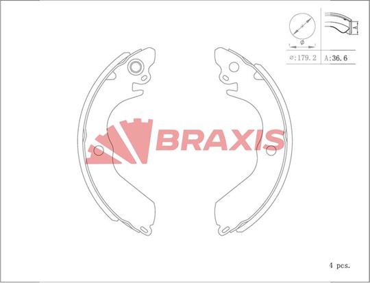 Braxis AC0153 - Комплект гальм, барабанний механізм autocars.com.ua