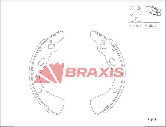 Braxis AC0154 - Комплект гальм, барабанний механізм autocars.com.ua