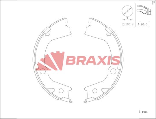 Braxis AC0174 - Комплект гальм, ручник, парковка autocars.com.ua
