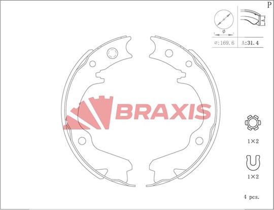 Braxis AC0202 - Комплект гальм, ручник, парковка autocars.com.ua