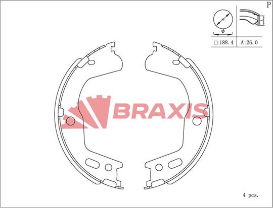Braxis AC0214 - Комплект гальм, ручник, парковка autocars.com.ua