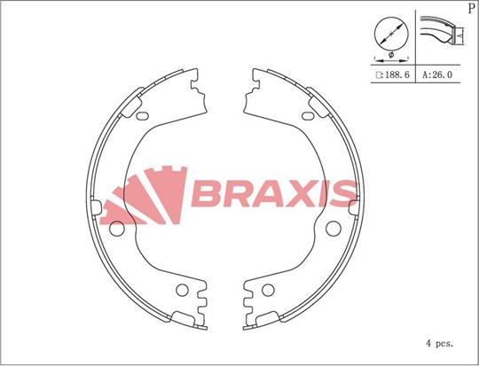 Braxis AC0215 - Комплект гальм, ручник, парковка autocars.com.ua