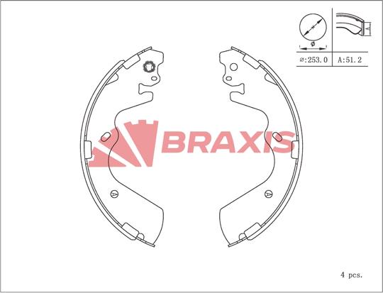 Braxis AC0217 - Комплект гальм, барабанний механізм autocars.com.ua