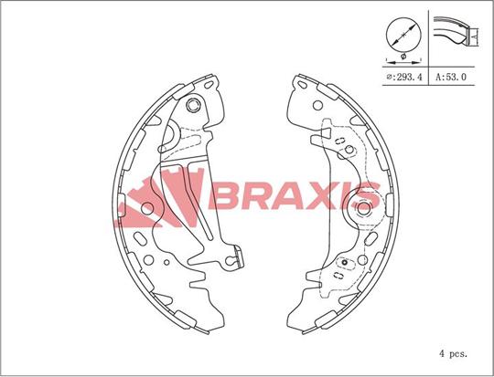 Braxis AC0218 - Комплект гальм, барабанний механізм autocars.com.ua