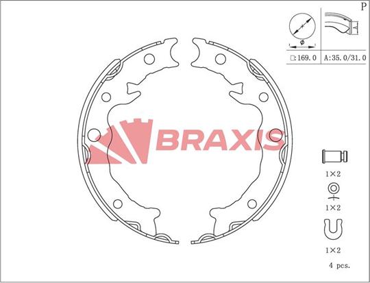 Braxis AC0220 - Комплект гальм, ручник, парковка autocars.com.ua