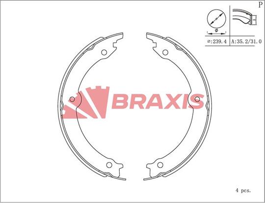 Braxis AC0221 - Комплект гальм, ручник, парковка autocars.com.ua
