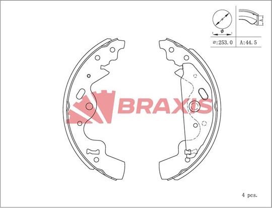 Braxis AC0224 - Комплект гальм, барабанний механізм autocars.com.ua
