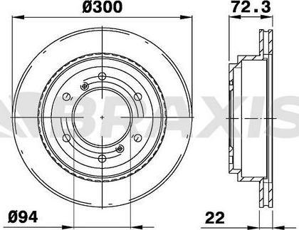 Braxis AD1023 - Гальмівний диск autocars.com.ua