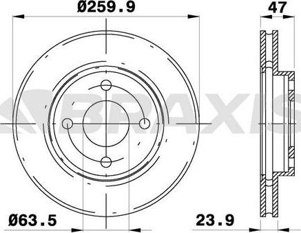 Braxis AE0116 - Гальмівний диск autocars.com.ua