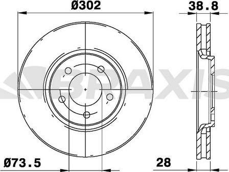 Braxis AE0357 - Гальмівний диск autocars.com.ua