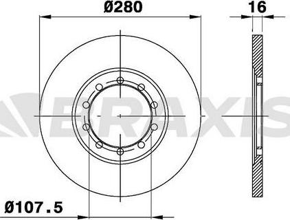 Braxis AE0374 - Гальмівний диск autocars.com.ua