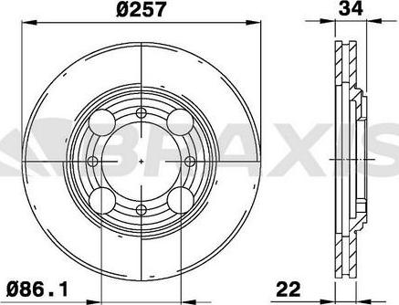 Braxis AE0407 - Гальмівний диск autocars.com.ua