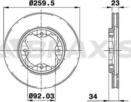 Braxis AE0423 - Гальмівний диск autocars.com.ua