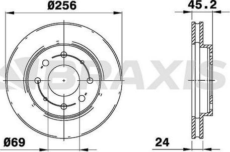 Braxis AE0458 - Гальмівний диск autocars.com.ua